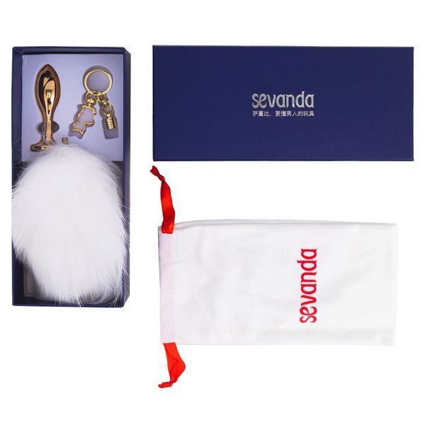 Металева анальна пробка Кролячий хвіст LOCKINK SEVANDA White SX0867