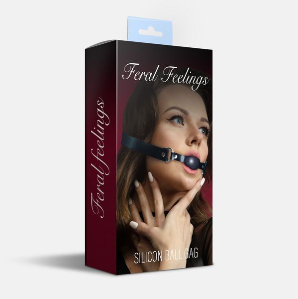 Кляп силіконовий Feral Feelings Silicon Ball Gag Black/Black, чорний ремінець, чорна кулька SO8265