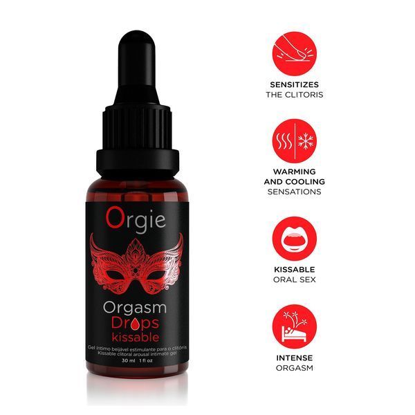 Збуджувальні краплі для клітора Orgie Orgasm Drops Kissable, 30 мл, тепло-холод, смак яблука SX1531