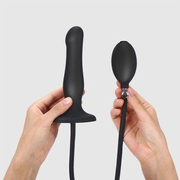 Надувний фалоімітатор Strap-On-Me INFLATABLE DILDO PLUG - NOIR, кулька всередині, діаметр до 6 см SO7383