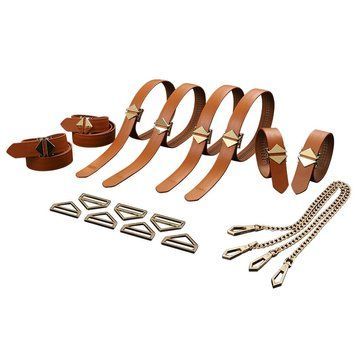 Набір для бондажу LOCKINK 8-Bondage-Straps Restraint Set, коричневий, 8 ременів з натуральної шкіри SX0834