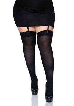 Плотные непрозрачные чулки Leg Avenue Nylon Thigh Highs Black, plus size SO7917
