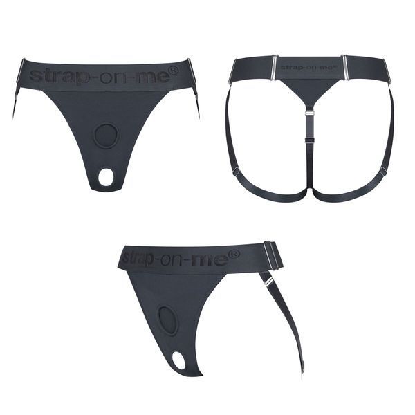 Трусики для страпона Strap-On-Me HARNAIS LINGERIE UNIQUE, One Size, сірі SO9613