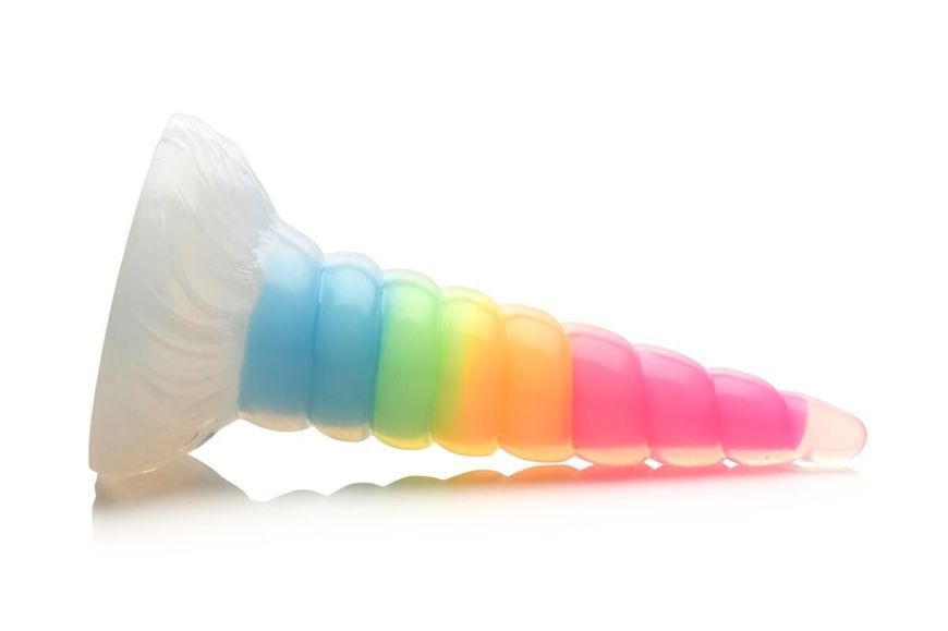 Фентезійний фалоімітатор Creature Cocks Luminescent Rainbow Silicone Dildo, світиться в темряві, 19,6 см SX2222