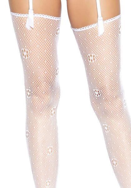 Чулки Leg Avenue Daisy Dot Fishnet Stockings One Size White SX2745