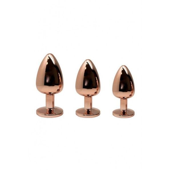 Металева анальна пробка Wooomy Tralalo Rose Gold Metal Plug Magenta S, діаметр 2,8 см, довжина 7 см SO7429