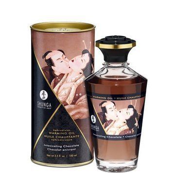 Разогревающее масло Shunga Aphrodisiac Warming Oil &ndash; Intoxicating Chocolate (100 мл) без сахара SO2498