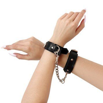 Наручники из экокожи Art of Sex - Handcuffs Emoji, цвет черный SO9976