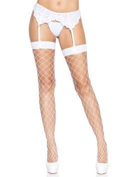 Панчохи у велику сітку Leg Avenue Fence Net Thigh Highs White, one size SO7988