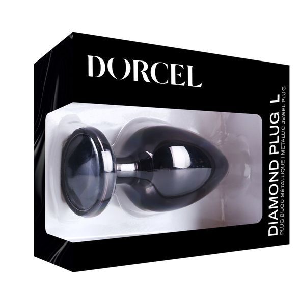 Металева анальна пробка з кристалом Dorcel Diamond Plug Black L SO7810