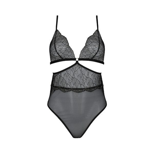 Боди Passion AMBERLY BODY 6XL/7XL black, ассиметричный крой, кружевной лиф, золотая нить SO7050