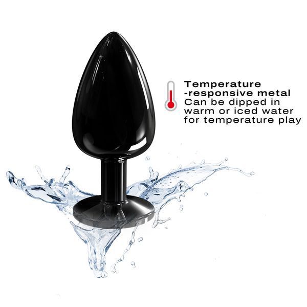 Металева анальна пробка з кристалом Dorcel Diamond Plug Black L SO7810