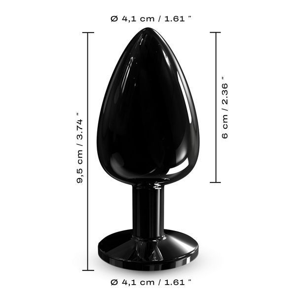 Металева анальна пробка з кристалом Dorcel Diamond Plug Black L SO7810