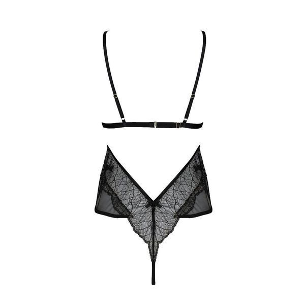 Боди Passion AMBERLY BODY 6XL/7XL black, ассиметричный крой, кружевной лиф, золотая нить SO7050