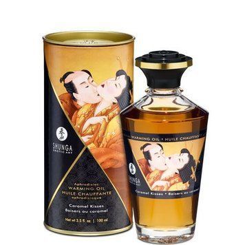 Разогревающее масло Shunga Aphrodisiac Warming Oil - Caramel Kisses (100 мл) без сахара, вкусный SO2501