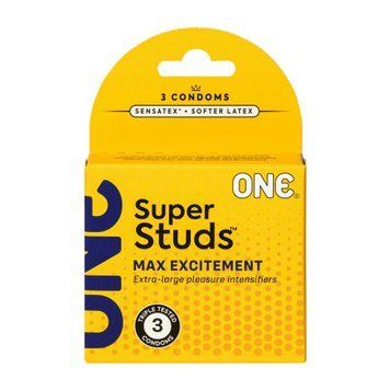 Презервативи ONE Super Studs, 3 шт., з точковим рельєфом і змазкою SX0782