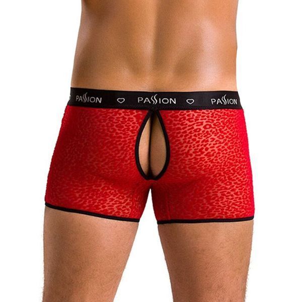 Мужские прозрачные боксеры Passion 046 SHORT PARKER L/XL Red, сетка, под леопард SO7609