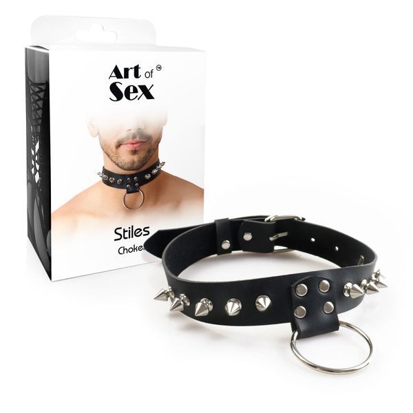 Чоловічий чокер з шипами Art of Sex - Stiles Leather and Spikes SO9979