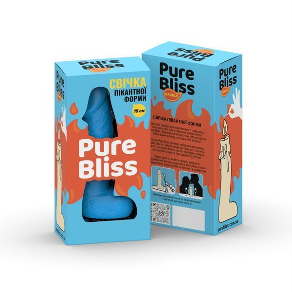 Свічка у вигляді члена Pure Bliss MINI Blue 15 см SX1698