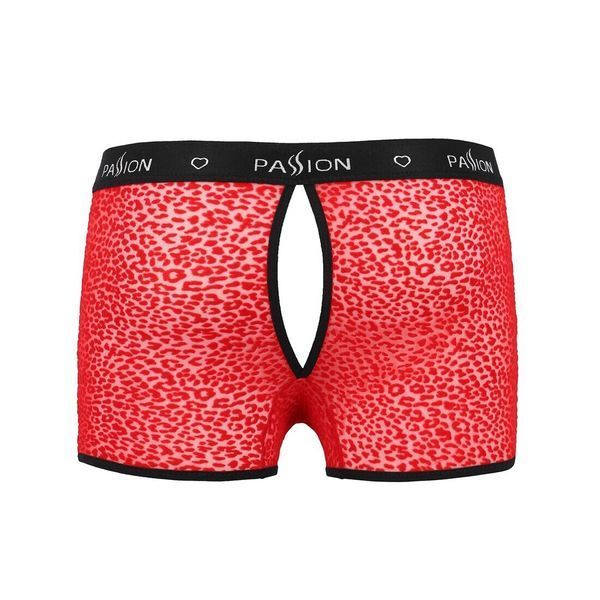 Мужские прозрачные боксеры Passion 046 SHORT PARKER L/XL Red, сетка, под леопард SO7609