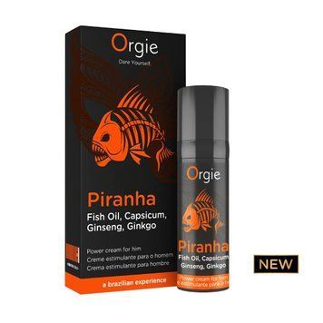 Крем для чоловіків Orgie Piranha, 15 мл, з жиром піранії, женьшенем, гінкго білоба та перцем чилі SX4816