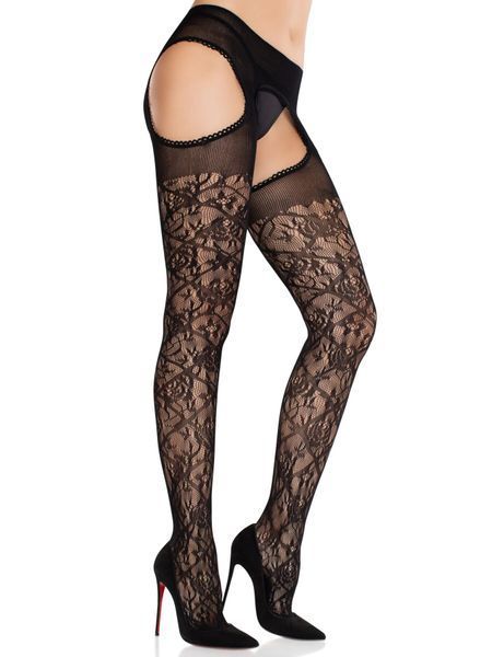 Колготки с доступом Leg Avenue Cross Hatch Floral Lace Suspender Hose One Size SX2750