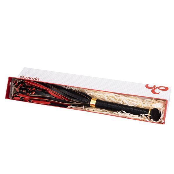Флогер LOCKINK SEVANDA Red & Black Braided Tail Flogger, червоно-чорний, хвости з вузликами SX0876
