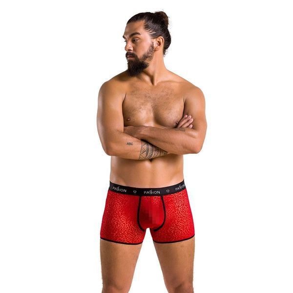 Чоловічі прозорі боксери Passion 046 SHORT PARKER S/M Red, сітка, леопардовий принт SO7610