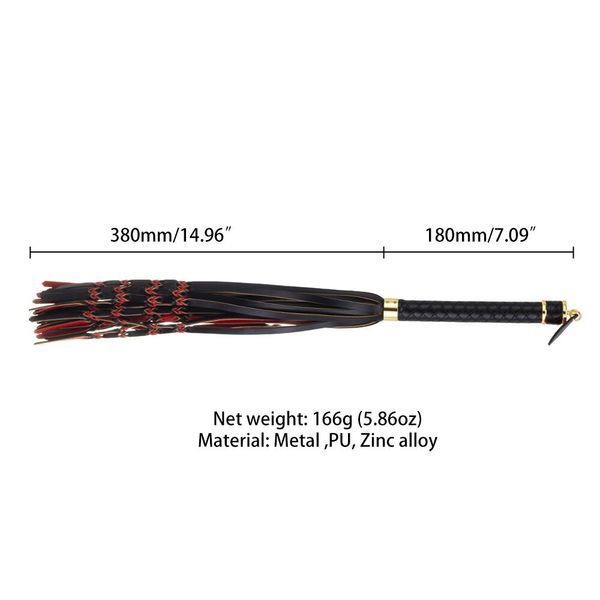 Флогер LOCKINK SEVANDA Red & Black Braided Tail Flogger, червоно-чорний, хвости з вузликами SX0876