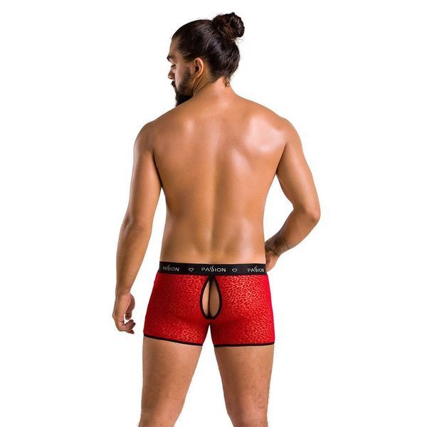 Чоловічі прозорі боксери Passion 046 SHORT PARKER S/M Red, сітка, леопардовий принт SO7610