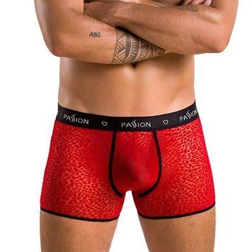Чоловічі прозорі боксери Passion 046 SHORT PARKER XXL/XXXL Red, сітка, під леопард SO7611