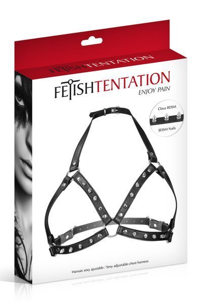 Портупея з металевими шипами Fetish Tentation Sexy Adjustable Chest Harness SO4665