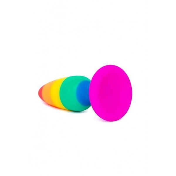 Силіконова анальна пробка Wooomy Hiperloo Silicone Rainbow Plug M, діаметр 2,9 см, довжина 11 см SO7435