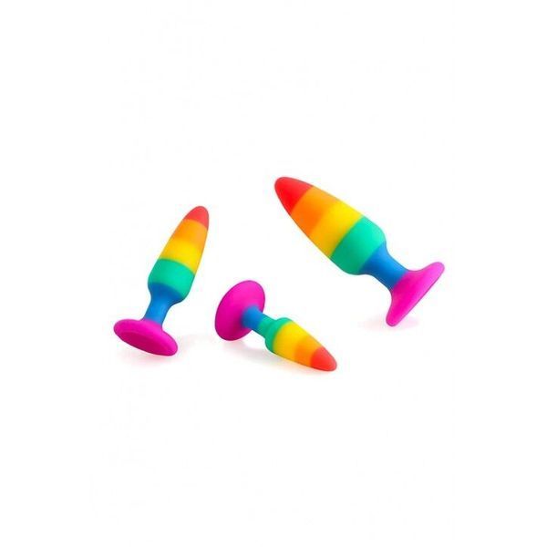 Силіконова анальна пробка Wooomy Hiperloo Silicone Rainbow Plug M, діаметр 2,9 см, довжина 11 см SO7435
