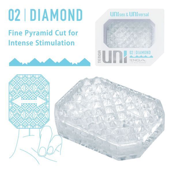 Унісекс-стимулятор Tenga UNI Diamond, білий, із зубчастим рельєфом, лубрикант у комплекті SO9806