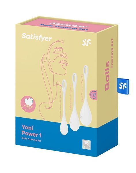 Набор йони бусин Satisfyer Yoni Power 1 White, диаметр 2-2,5-3см, вес 22-46-74гр SO6735