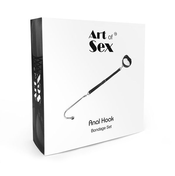 Анальный крюк 1 с ошейником из натуральной кожи Art of Sex - Anal hook, Черный SO7137