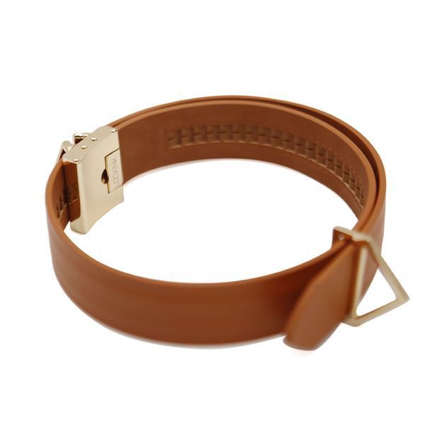 Нашийник з повідцем LOCKINK Tied Collar with Leash Set, коричневий, ланцюг зі шкіряною петлею та карабіном SX0828
