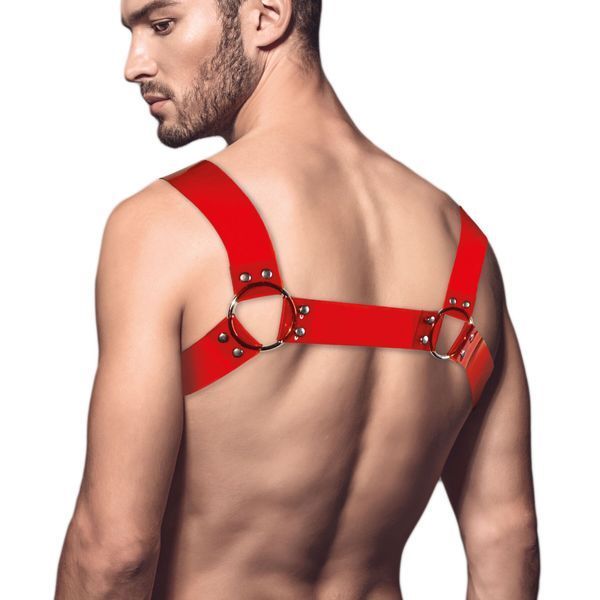 Чоловіча портупея на груди Feral Feelings - Bulldog Harness Red Trasparent SO9306