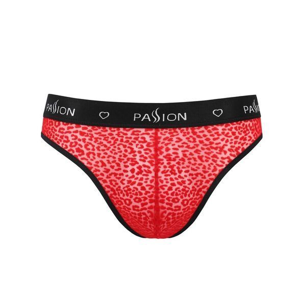 Мужские полупрозрачные трусы Passion 031 SLIP MIKE L/XL Red, под леопард SO7564