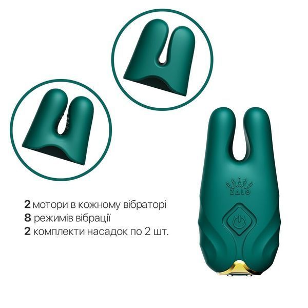Смарт-вібратор для грудей Zalo - Nave Turquoise Green, пульт ДК, робота через додаток SO7488