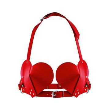 Лиф Сердце из натуральной кожи Feral Feelings - Hearts Bra Red SO9416
