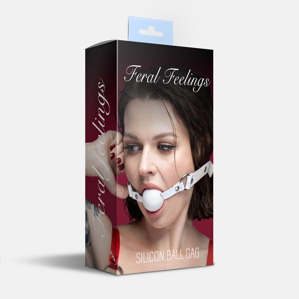 Кляп силіконовий Feral Feelings Silicon Ball Gag White/White, білий ремінець, біла кулька SX3975
