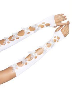Митенки Leg Avenue Butterfly applique arm warmers White, бабочки SO8576