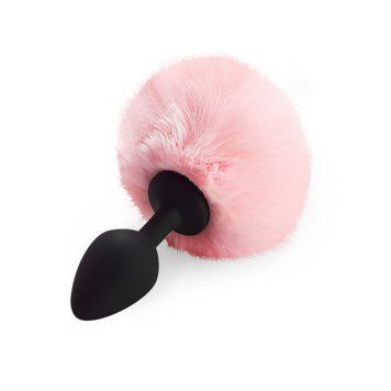 Силіконова анальна пробка М Art of Sex - Silicone Butt plug Rabbit Tail Pink, діаметр 3,5 см SO6693
