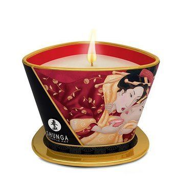 Масажна свічка Shunga Massage Candle &ndash; Sparkling Strawberry Wine (170 мл) з афродизіаками SO2513