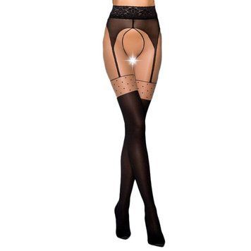Эротические колготки Passion TIOPEN 003 1/2 (20/40 den), nero, имитация чулок и пояса PS24504
