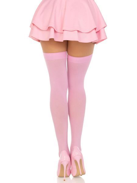 Щільні непрозорі панчохи Leg Avenue Opaque Nylon Thigh Highs Pink, One Size SX1711
