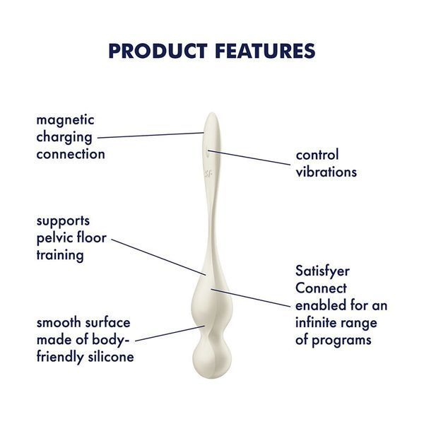Вагінальні смарт-кульки з вібрацією Satisfyer Love Birds 1 Connect App White, 78 г SX0569