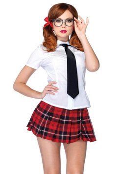Эротический костюм школьницы Leg Avenue Private School Sweetie S, рубашка, юбка, галстук, оправа SO9119